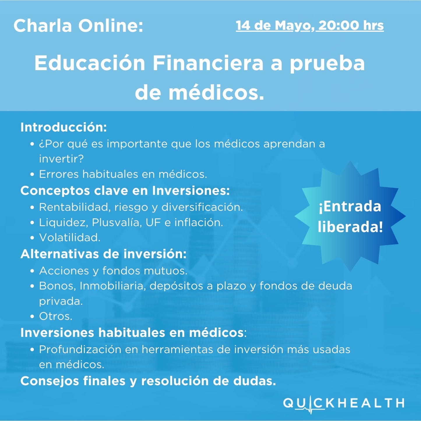 GRABACIÓN Charla Educación Financiera a Prueba de médic@s