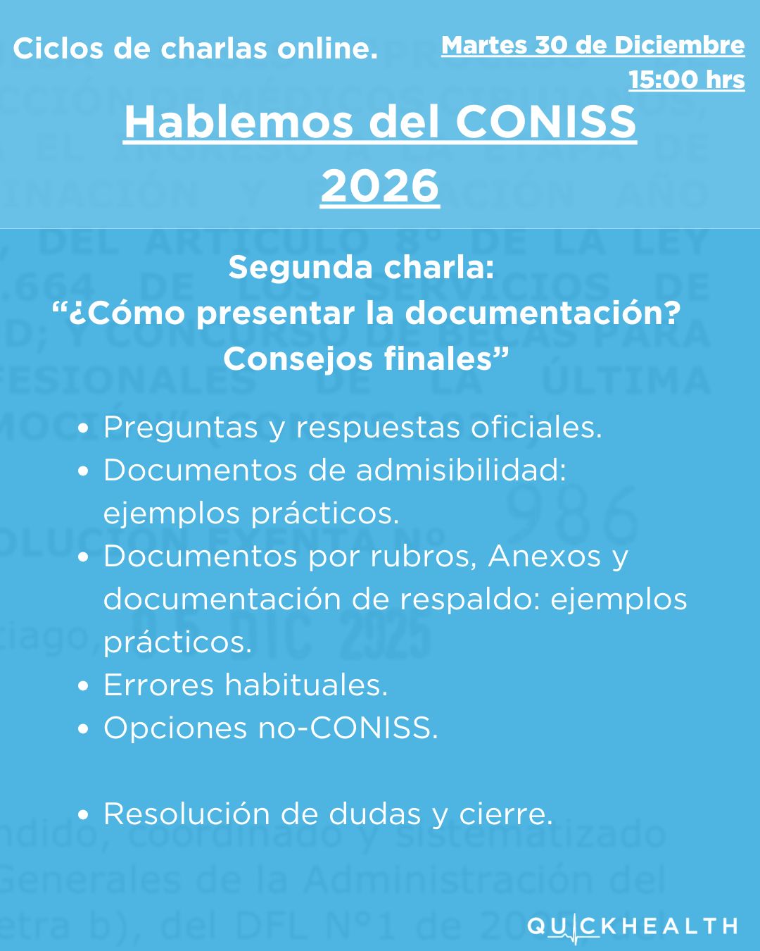 Charlas Online Hablemos del CONISS 2026