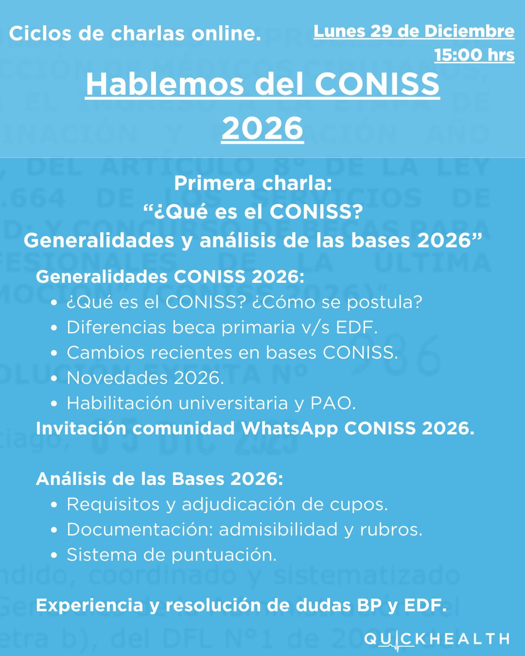 Charlas Online Hablemos del CONISS 2026
